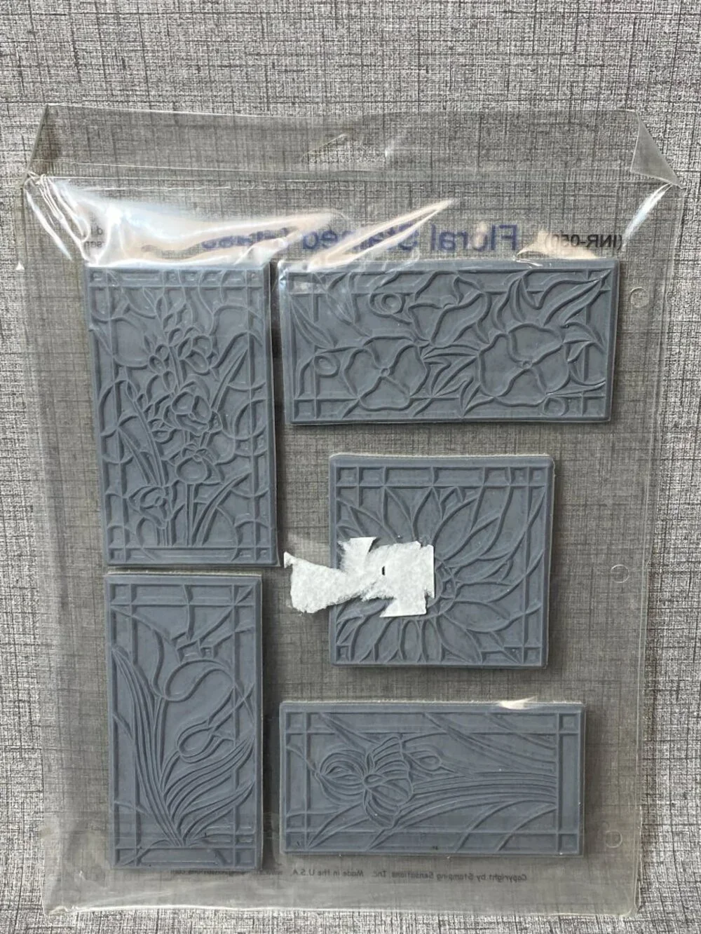 VTG NEW Floral Stained Glass EZ Mount Rubber Stamps Hard To Find New Old Stock